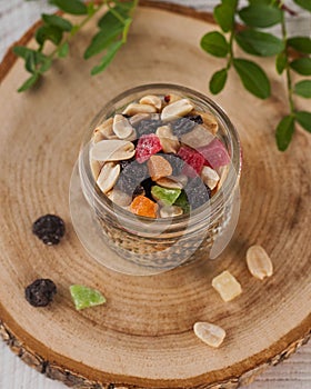 Colorful mix of dried fruits and nuts