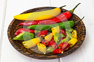 Colorful mix of the freshest and hottest chili peppers