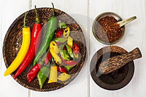 Colorful mix of the freshest and hottest chili peppers