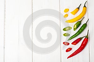 Colorful mix of the freshest and hottest chili peppers