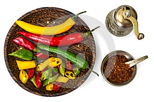 Colorful mix of the freshest and hottest chili peppers