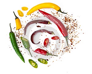 Colorful mix of the freshest and hottest chili peppers