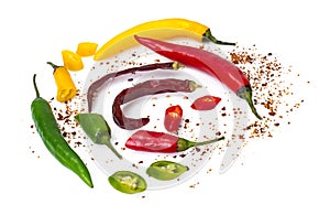 Colorful mix of the freshest and hottest chili peppers