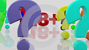 Colorful mixed different symbols and letters with SEX and 18