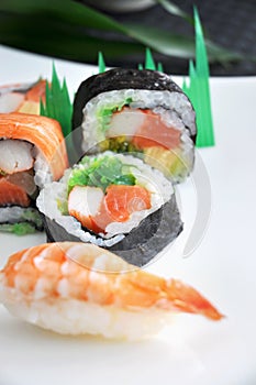Colorful mixed sushi set