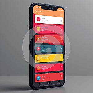 Colorful Mobile Application Interface Displayed on a Smartphone