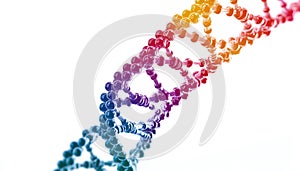 Colorful model of DNA structure on white background