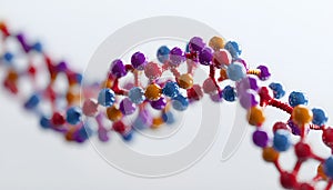 Colorful model of DNA structure on white background