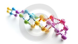 Colorful model of DNA structure on white background