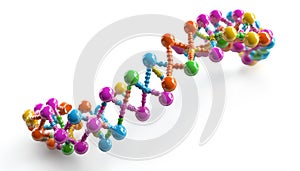 Colorful model of DNA structure on white background