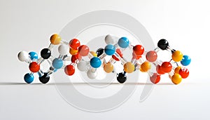 Colorful model of DNA structure on white background