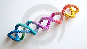 Colorful model of DNA structure on white background