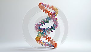 Colorful model of DNA structure on white background
