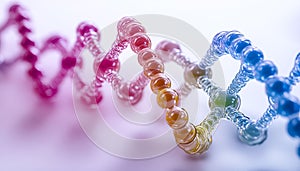 Colorful model of DNA structure on white background