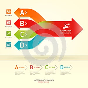 Colorful modern arrow circle options banner.