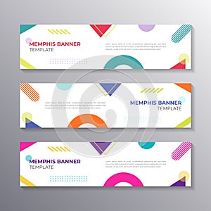 Colorful Modern Banner Template with memphis element background, cool geometric, Applicable for Banners, Header, Footer,