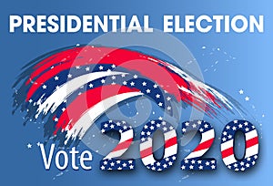 Colorful modern banner for United States of America Presidential Election. Vote 2020 USA dynamic design elements for a flyer,