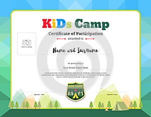 Colorful and modern certificate of participation for kids activities