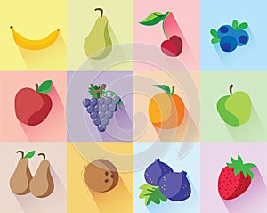 Colorful modern fruits set