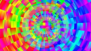 Colorful modern and futuristic background with radial breaks pattern or swirl circles.