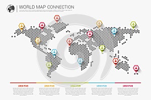 Colorful modern infographic world map connection concept. Vector