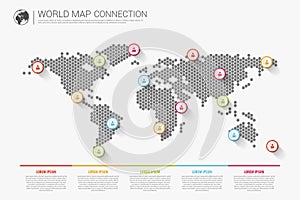 Colorful modern infographic world map connection concept. Vector