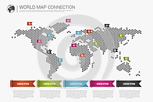 Colorful modern infographic world map connection concept. Vector