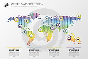 Colorful modern infographic world map connection concept. Vector illustration