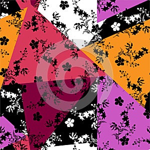 Colorful modern silhouette floral patchwork in many shape of geometric seamless pattern vector design for fashion,fabric,web,