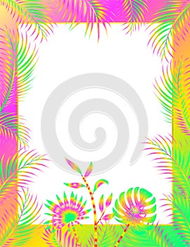 Colorful modern tropical vector frame for summer projects.