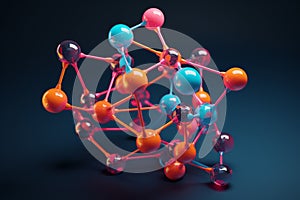 Colorful molecular structure on dark background