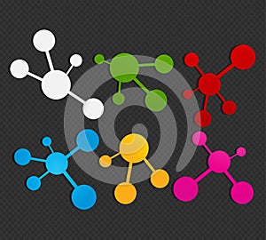 Colorful molecule icon set