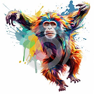 Farbistý opice póza realistický ilustrácie v 4