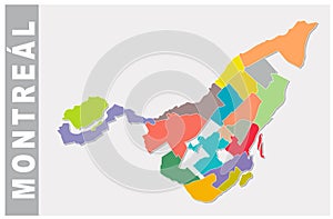 Colorful Montreal administrative and political map