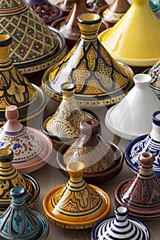 Colorful Moroccan pottery on the market