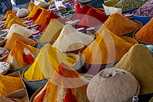 Colorful Moroccan Spices In Rissani, Morocco, Africa photo