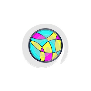 Colorful mosaic abstract creative logo in a circle