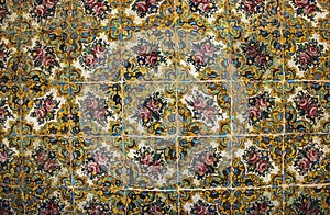 Colorful mosaic and ceramic tiles in the traditional Persian sty