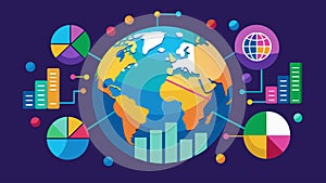A colorful mosaic of data points charts and graphs arranged to form the shape of a globe showcasing the photo
