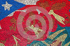 Colorful mosaic design representing the flag of Cuba in Wynwood, Miami, USA