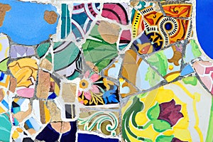 Colorful mosaic in Guell park, Barcelona