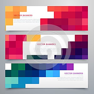 Colorful mosaic headers set cards