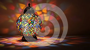 Colorful Mosaic Lamp casts vibrant stained-glass light patterns