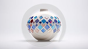 Colorful Mosaic Pattern Vase With 3d Images - Paul Corfield Style