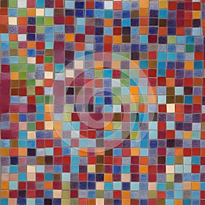Colorful mosaic tiles pattern generated by Ai photo