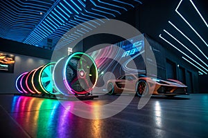 Colorful motion elements with neon lights
