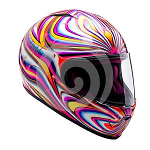 Colorful motorcycle helmet isolated on white background