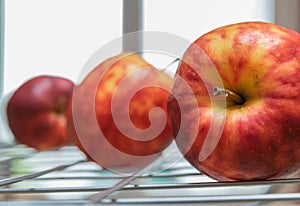 Colorful mottled apples.