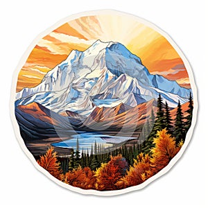 Colorful Mount Rainer Sticker - Detailed, Realistic Die Cut Design