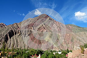 Colorful mountain in Humahuaca village